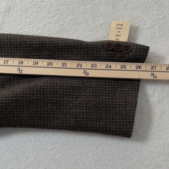 Structure Grid Sport Jacket Mens Sz 46 Brown Wool Blend 3 Button Blazer - Picture 15 of 16